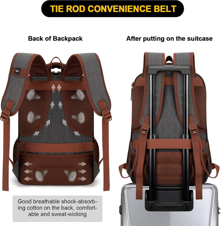 Anti-Diebstahl Canvas Laptop- und Reiserucksack mit USB-Anschluss – Geeignet für Laptops bis 43,94 cm