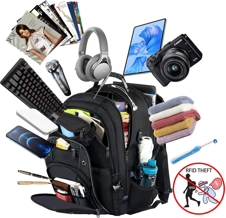 55L Extra-Großer Reise-Laptop-Rucksack mit USB-Ladefunktion und RFID-Schutz