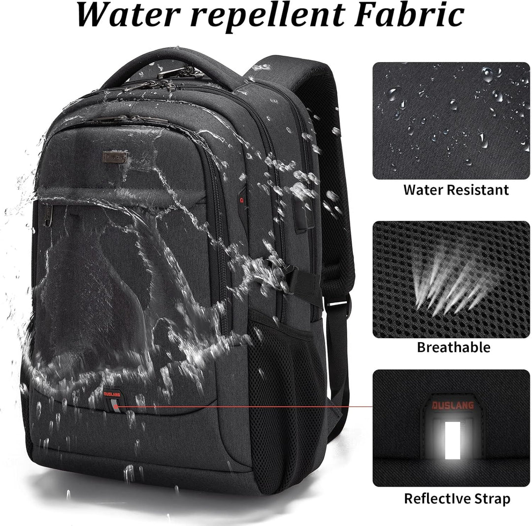 Wasserdichter Reise-Laptoprucksack mit USB-Anschluss und organisierter Aufbewahrung