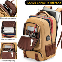 Anti-Diebstahl Canvas Laptop- und Reiserucksack mit USB-Anschluss – Geeignet für Laptops bis 43,94 cm