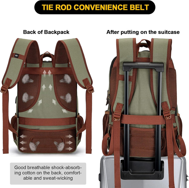 Anti-Diebstahl Canvas Laptop- und Reiserucksack mit USB-Anschluss – Geeignet für Laptops bis 43,94 cm