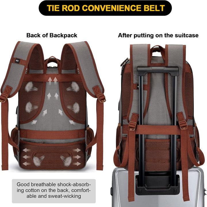 Anti-Diebstahl Canvas Laptop- und Reiserucksack mit USB-Anschluss – Geeignet für Laptops bis 43,94 cm