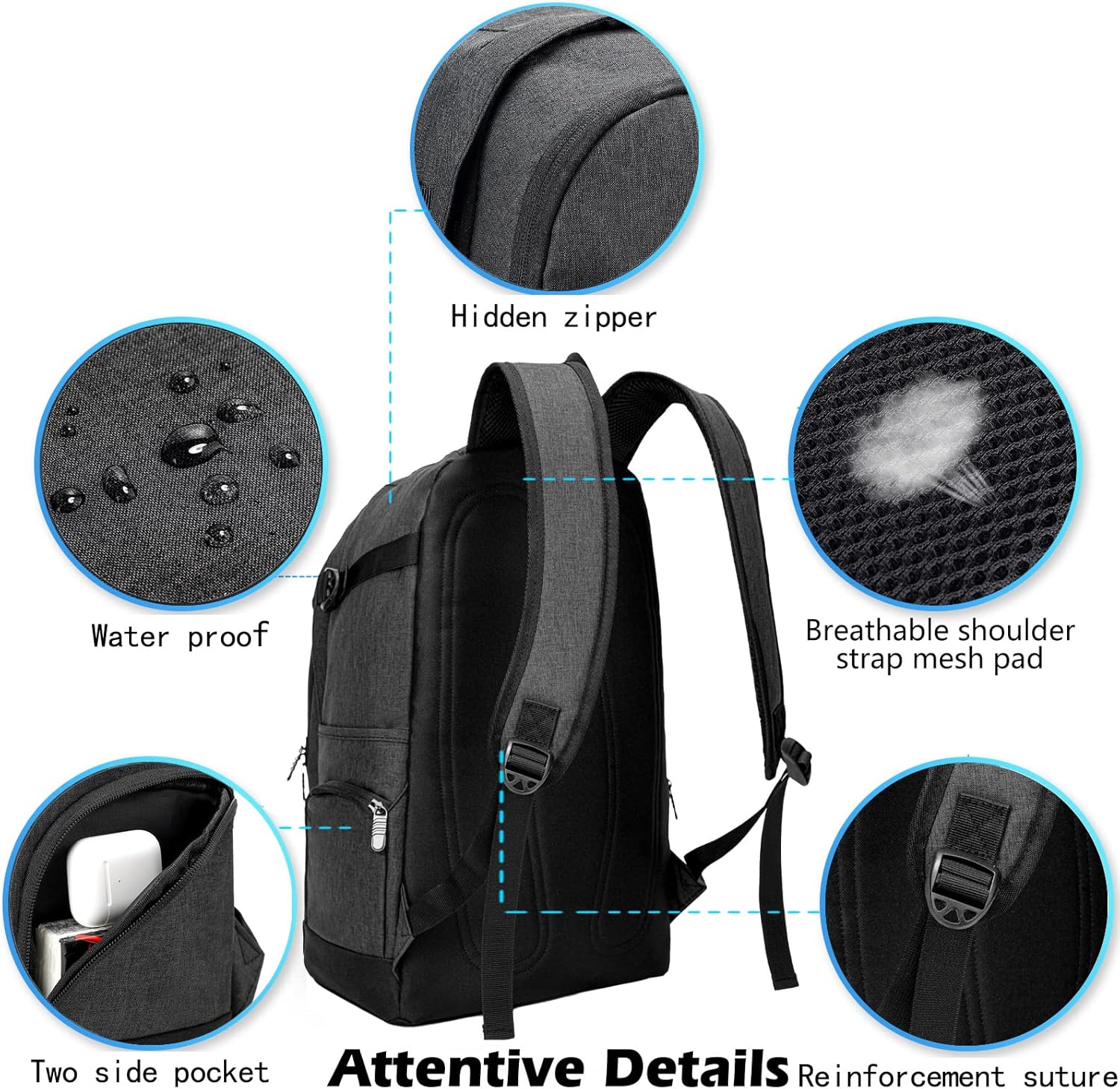 Dun 15,6" Reise- und Arbeits-Laptop-Rucksack mit Organizer-Fächern