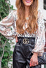 Funkelndes & Stilvolles Damen Glitzer V-Ausschnitt Langarm-Top – Naya