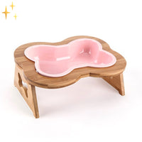 Keramische Hundenapf mit Holzunterlage – BoneFeast