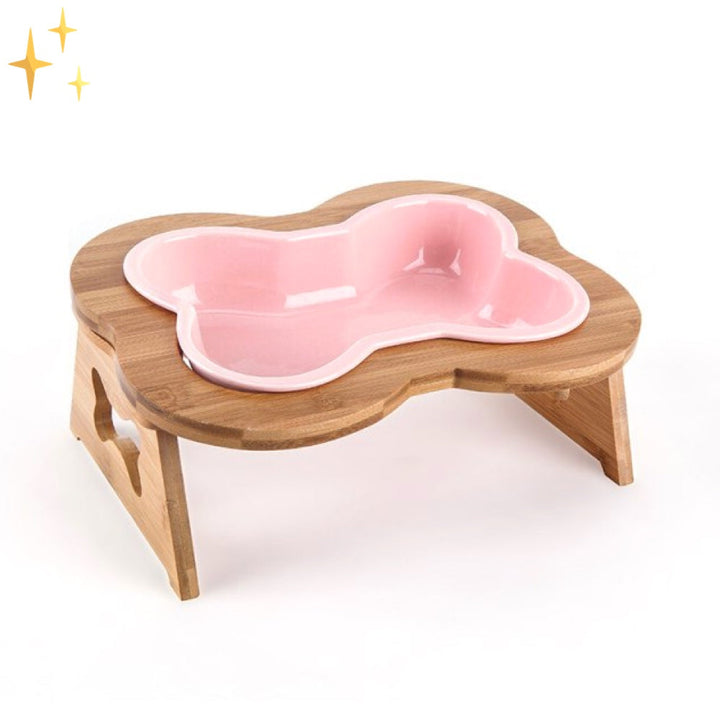 Keramische Hundenapf mit Holzunterlage – BoneFeast