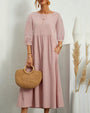 Damen Midikleid mit Rundhalsausschnitt & Laternenärmeln – Selina