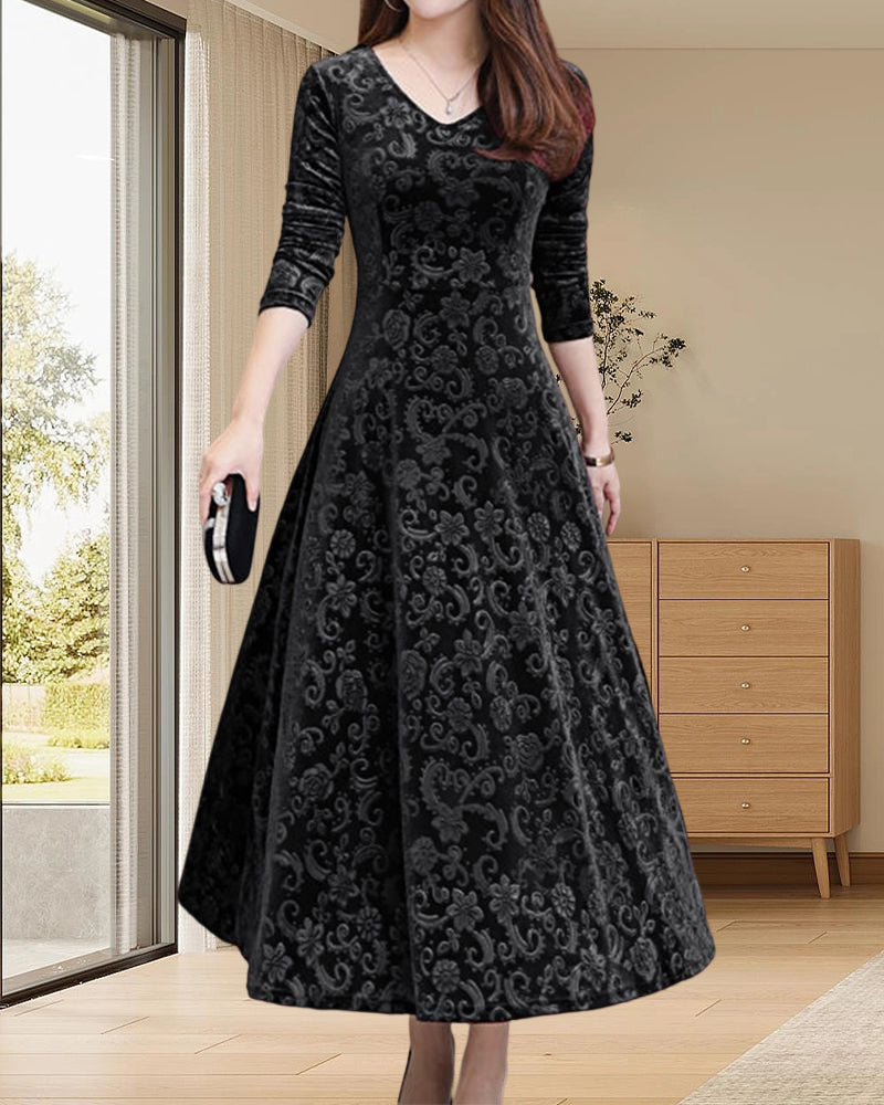 Damen Midikleid mit A-Linie & V-Ausschnitt – Amara