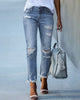Damen-Slim-Fit-Jeans mit Rissen – Liora