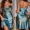Zweiteiliges Satin-Nachthemd & Kimono-mit Blumenprint – Noelle