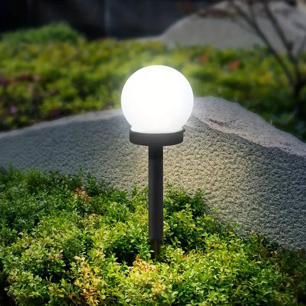 Solarlampe Gartenleuchte Kugel LED Außenleuchte schwarz energiesparend wetterfest.