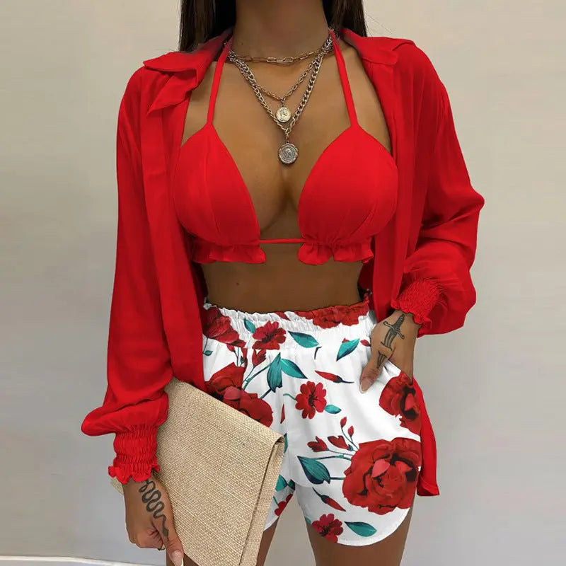 Stylisches 3-teiliges Sommeroutfit für Strand und Pool - TropenGlow