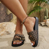 Verstellbare Sandalen mit Schwarz-Braunem Muster – Noëla