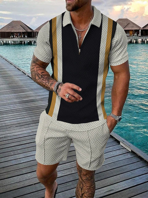 Two-piece men's summer outfit with polo and shorts – Damon