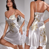 Zweiteiliges Satin-Nachthemd & Kimono-mit Blumenprint – Noelle