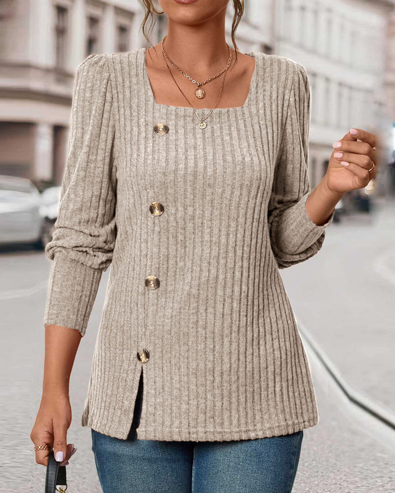 Knitted Top for Women with Buttons – Mireille