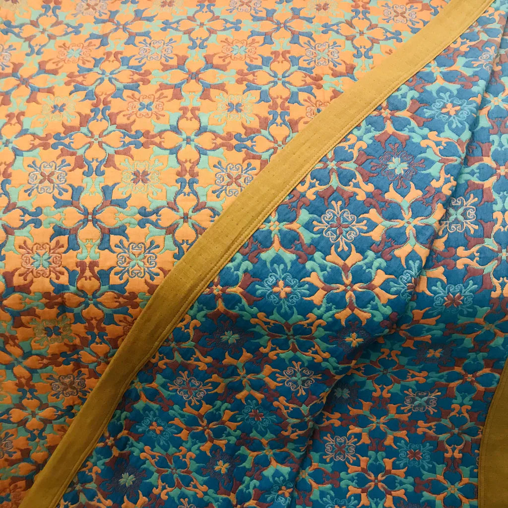 Baumwoll-Quilt mit blauem Muster – Florencia