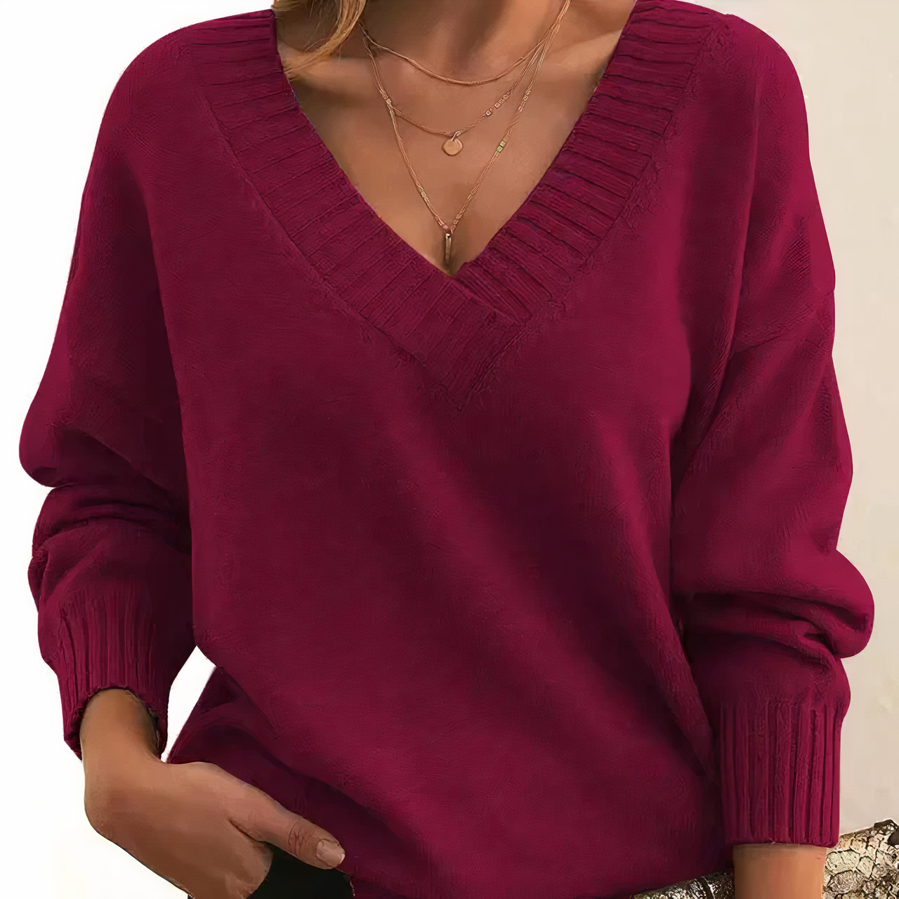 Kaschmir Damen Pullover mit V-Ausschnitt – Amira Herbstzauber
