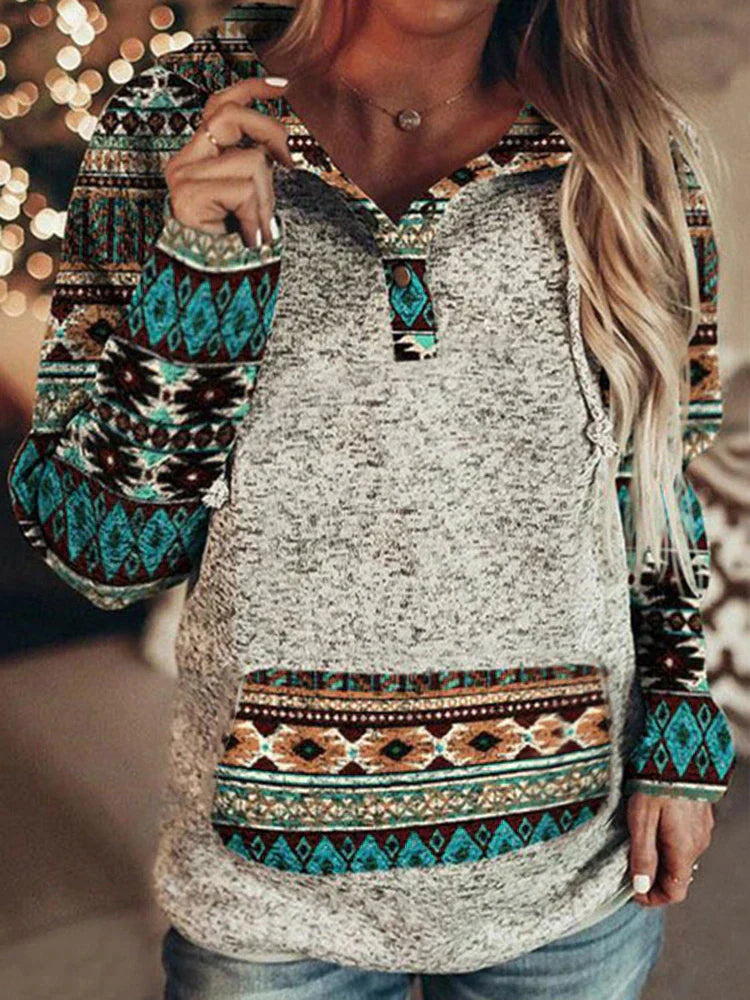Gemusterter Damen Hoodie – Nayela Herbstzauber