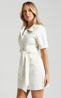 Buttoned Denim Mini Dress - Aria