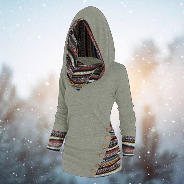 Tribal Hoodie with Geometric Pattern – Naïma