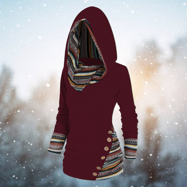 Tribal Hoodie with Geometric Pattern – Naïma