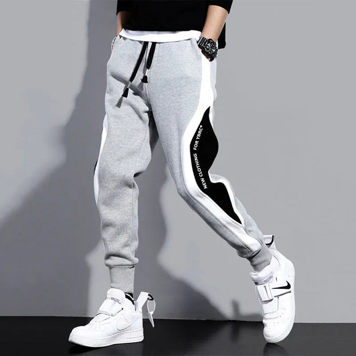Locker Geschnittene Herren Patchwork-Joggers mit Kordelzug – Rafael