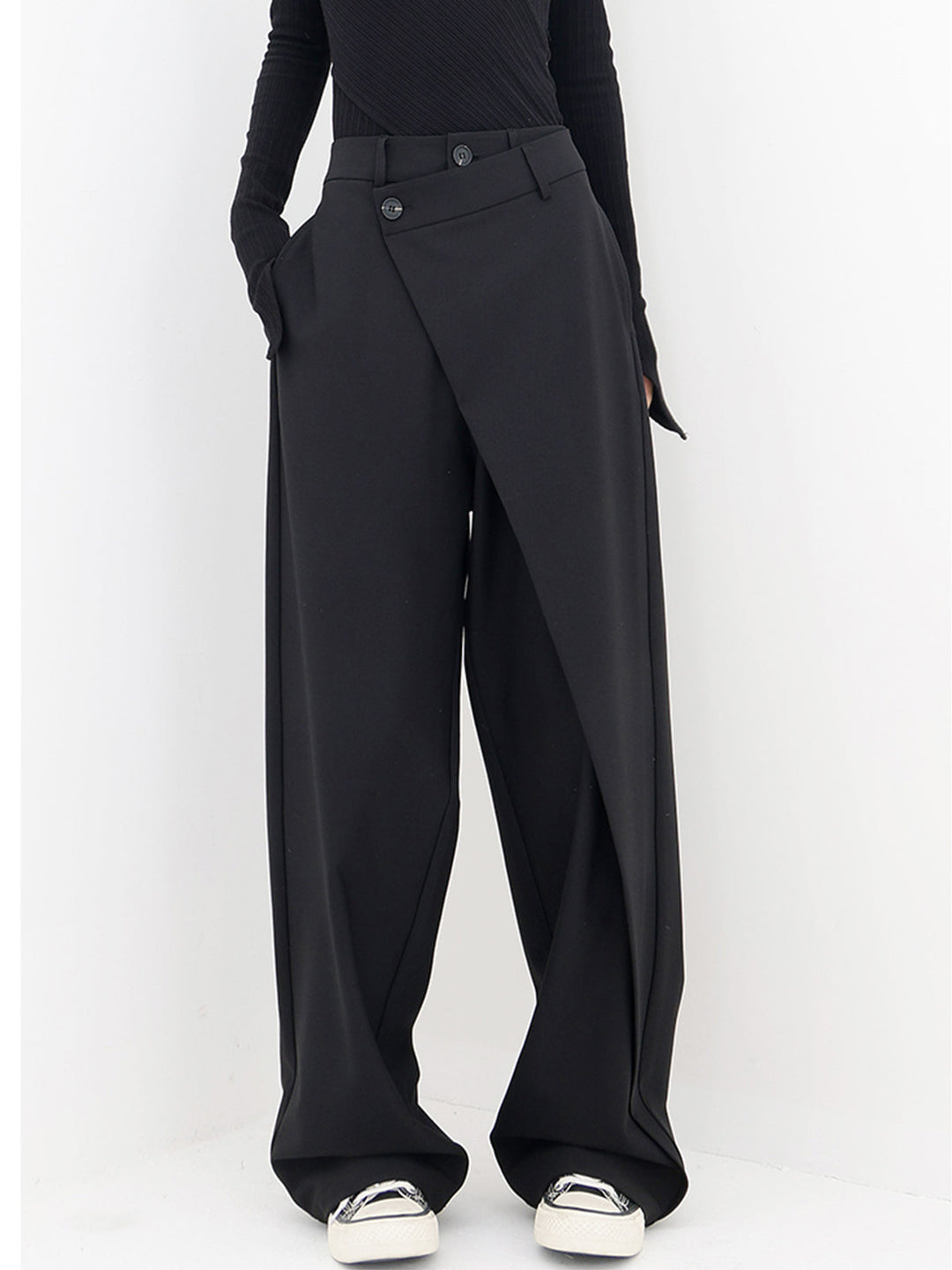 Asymmetrical Wide Women's Pants with Double Knot – Noa