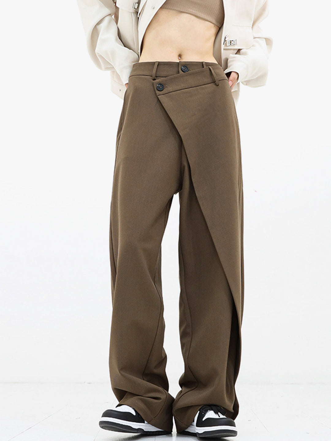 Asymmetrical Wide Women's Pants with Double Knot – Noa
