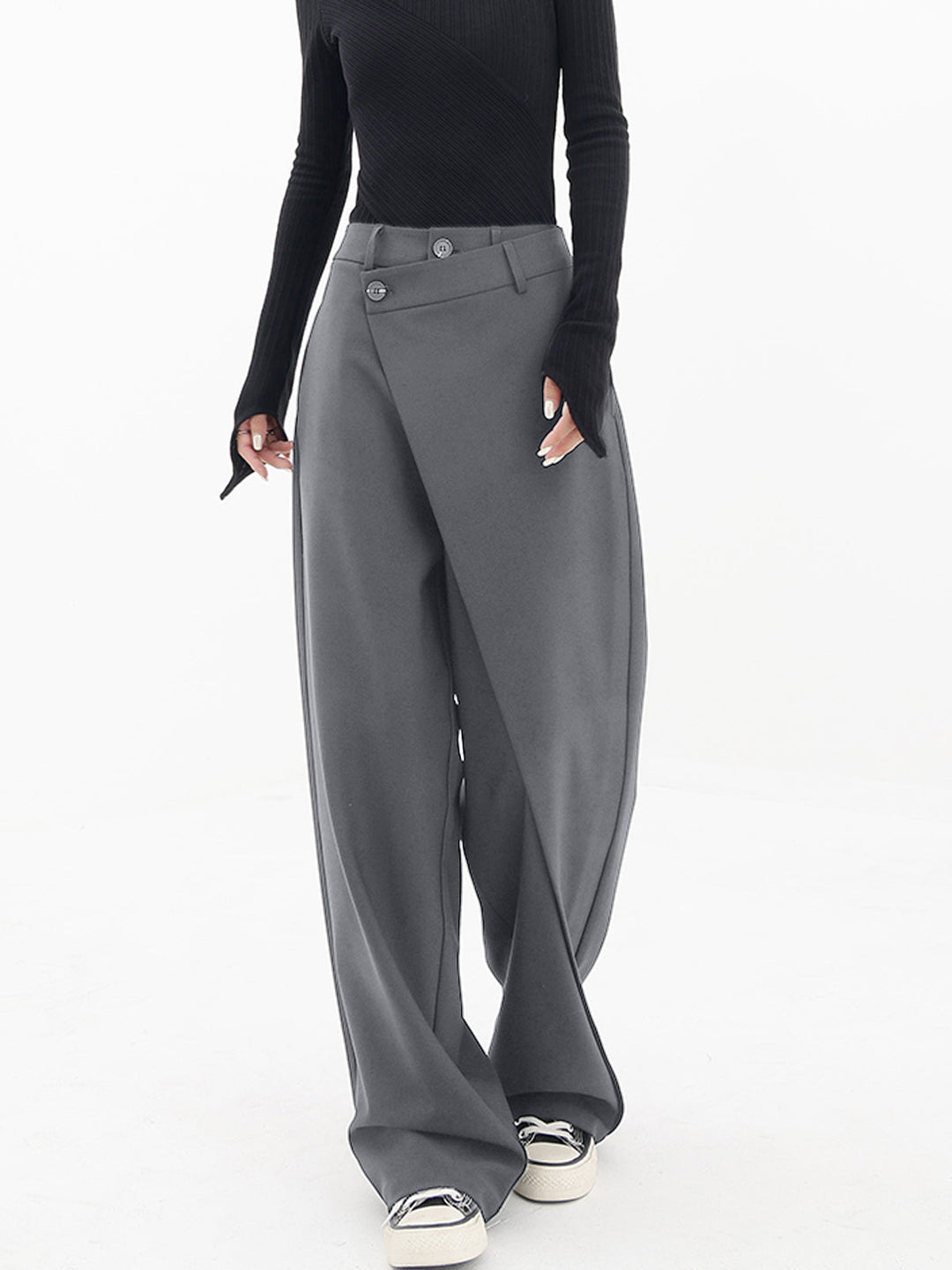 Asymmetrical Wide Women's Pants with Double Knot – Noa