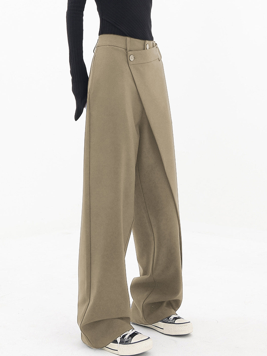 Asymmetrical Wide Women's Pants with Double Knot – Noa