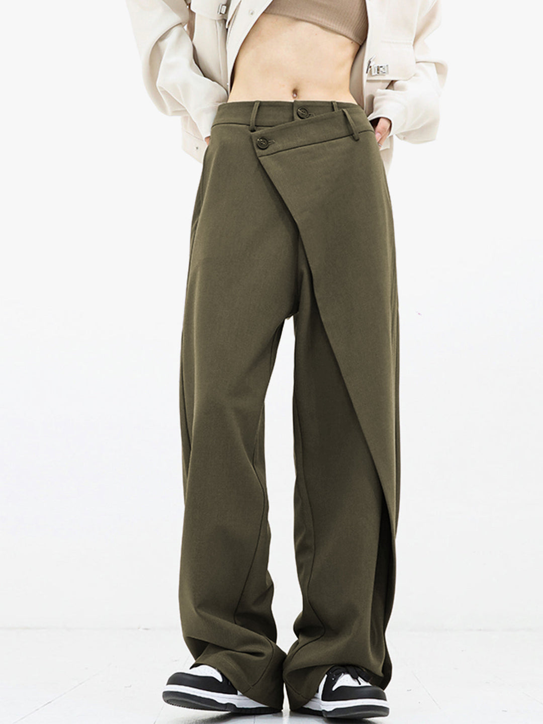 Asymmetrical Wide Women's Pants with Double Knot – Noa