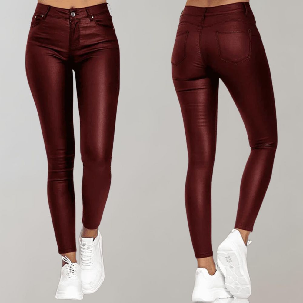 Damenhose rot, elegant, bequem, Skinny-Fit, hohe Taille, Freizeitmode, Baumwollmischung.