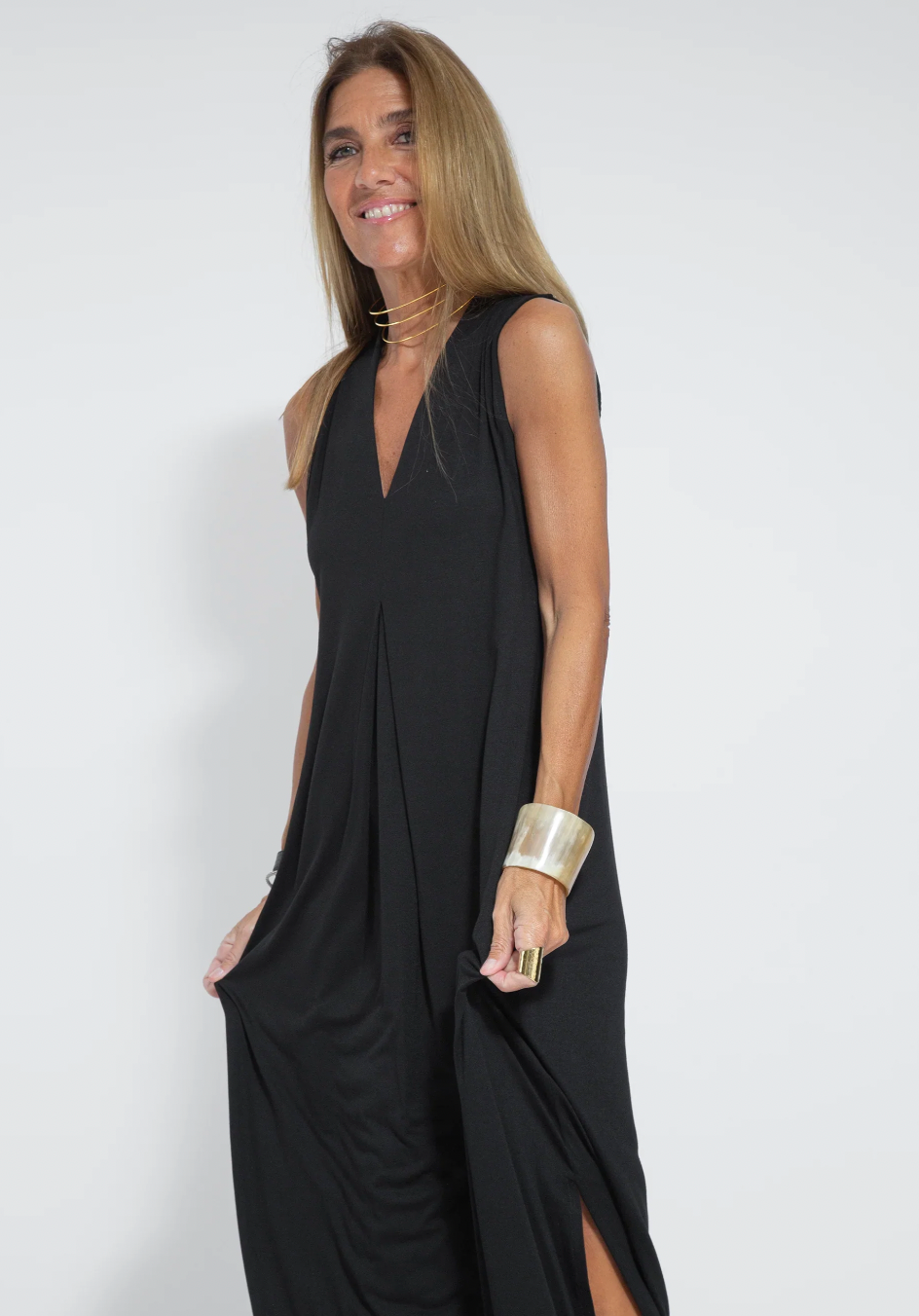 Zweiteiliges Schlankmachendes Kleid mit Weste – Loreen