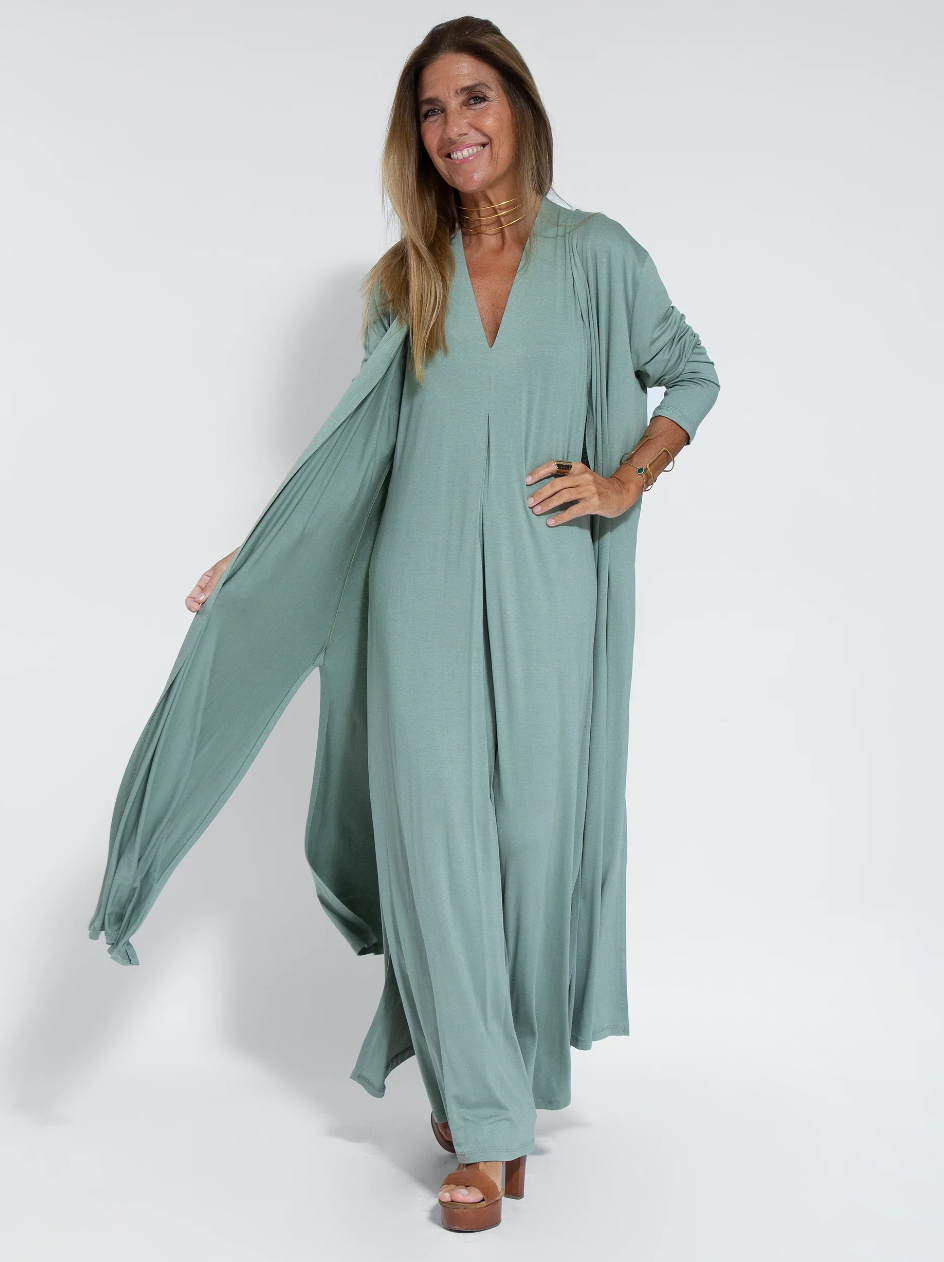 Zweiteiliges Schlankmachendes Kleid mit Weste – Loreen