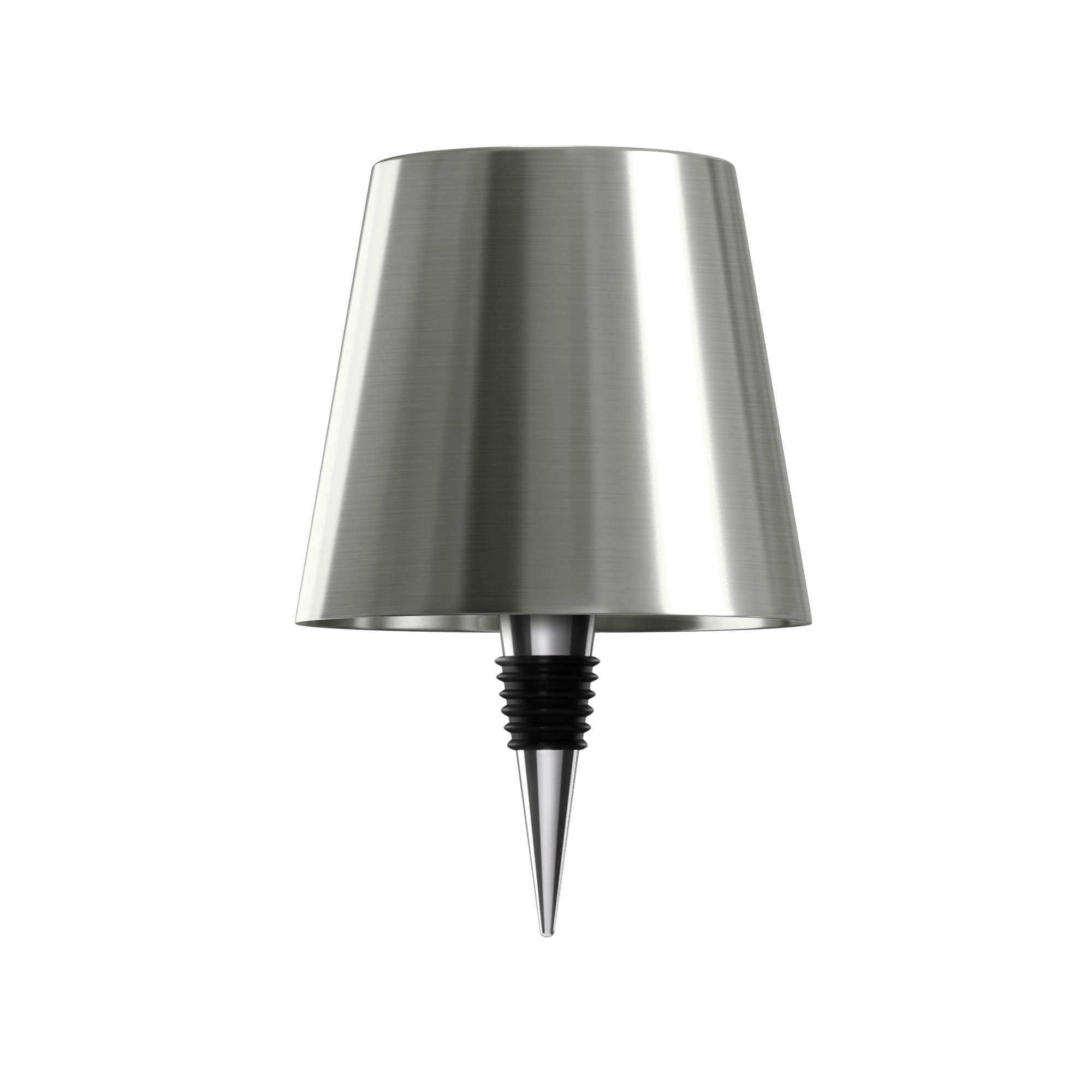 Silberne Flaschenlampe, Edelstahl, modern, energiesparend, für stilvolle Beleuchtung.