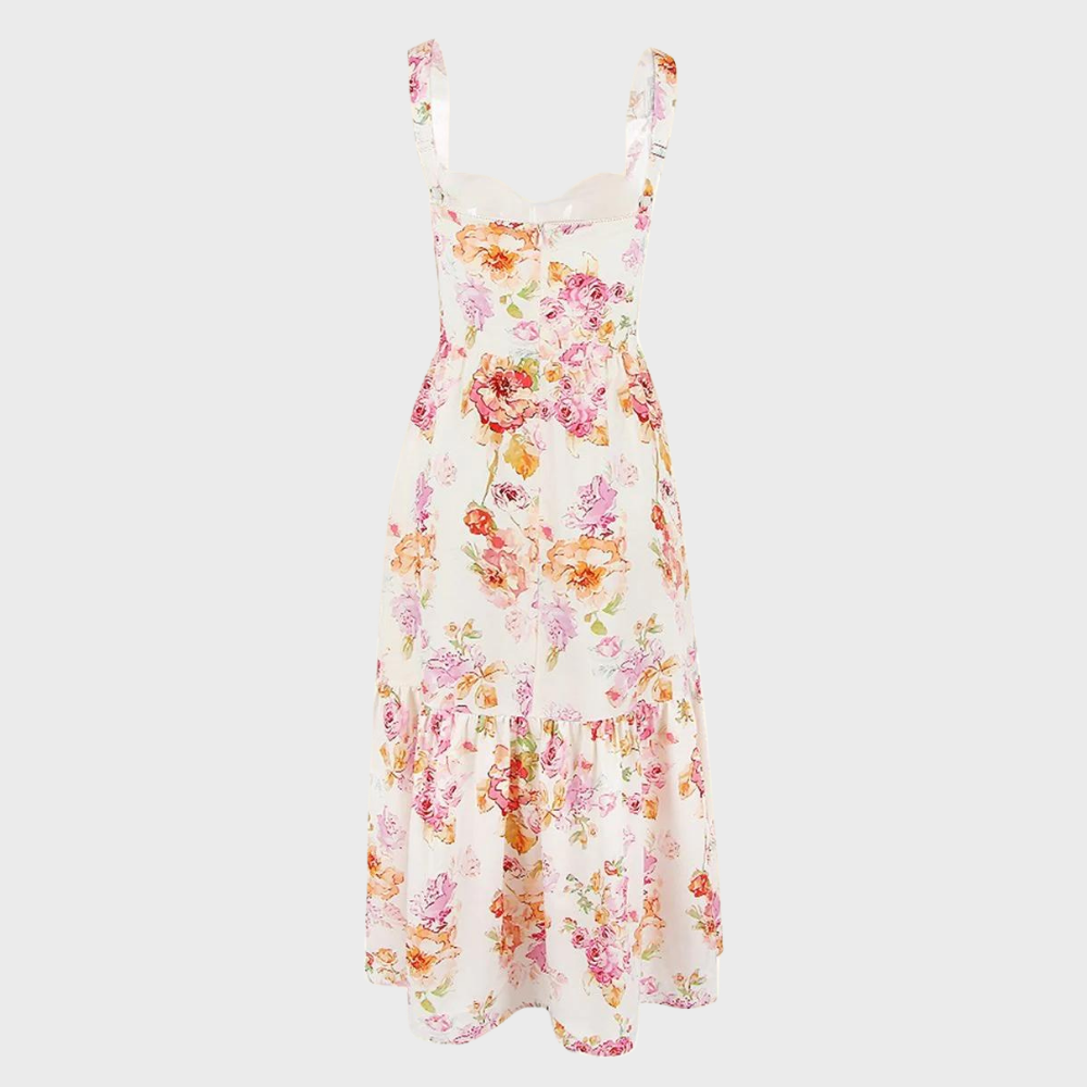 Floral Pattern Midi Party Dress – Mireille