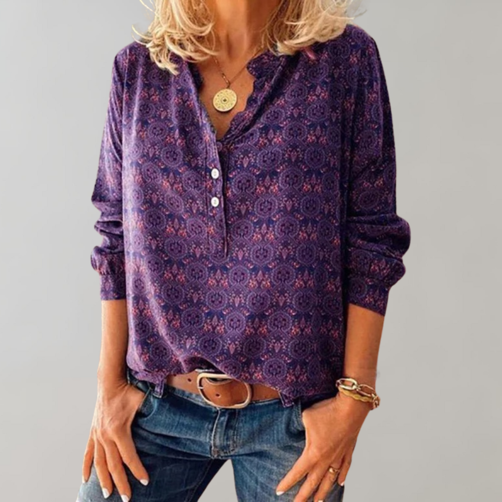 Damen Vintage Sommerbluse aus Polyester – Selina