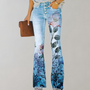 Flared Jeans mit Knöpfen - Rosa