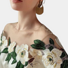 Blumenmuster Beige Damenbluse mit Lockere Passform – Elvira
