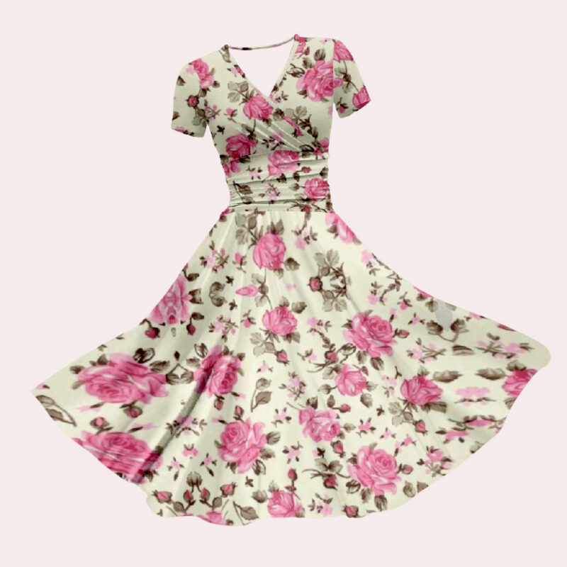 Colorful midi dress with V-neck – Selina