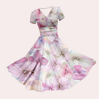 Colorful midi dress with V-neck – Selina