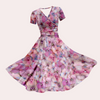 Bunte Midi-Kleid mit V-Ausschnitt – Selina