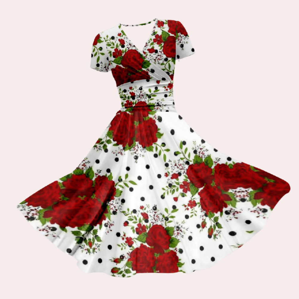 Colorful midi dress with V-neck – Selina