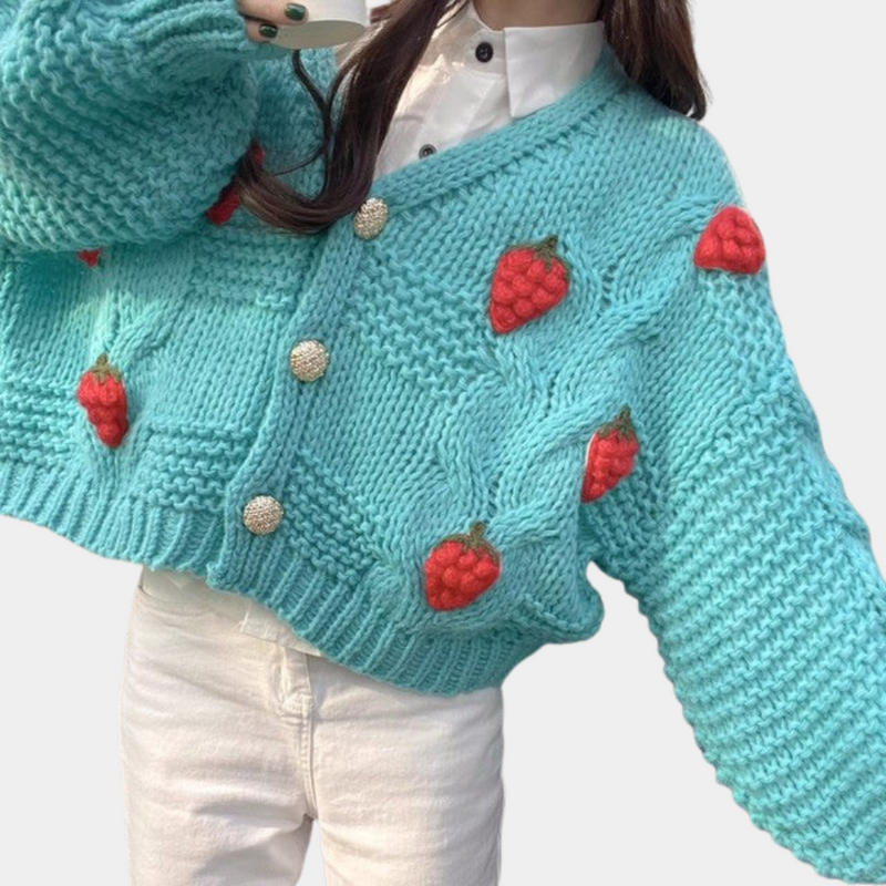 Cardigan for Women with Strawberry Details – Poppy