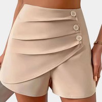 Asymmetrical Women's Shorts with Decorative Buttons – Nerina