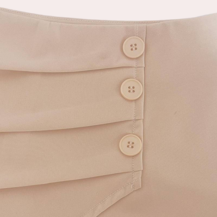 Asymmetrical Women's Shorts with Decorative Buttons – Nerina