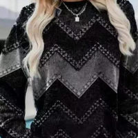 Knitted Sweater for Women with Chevron Pattern – Ylva