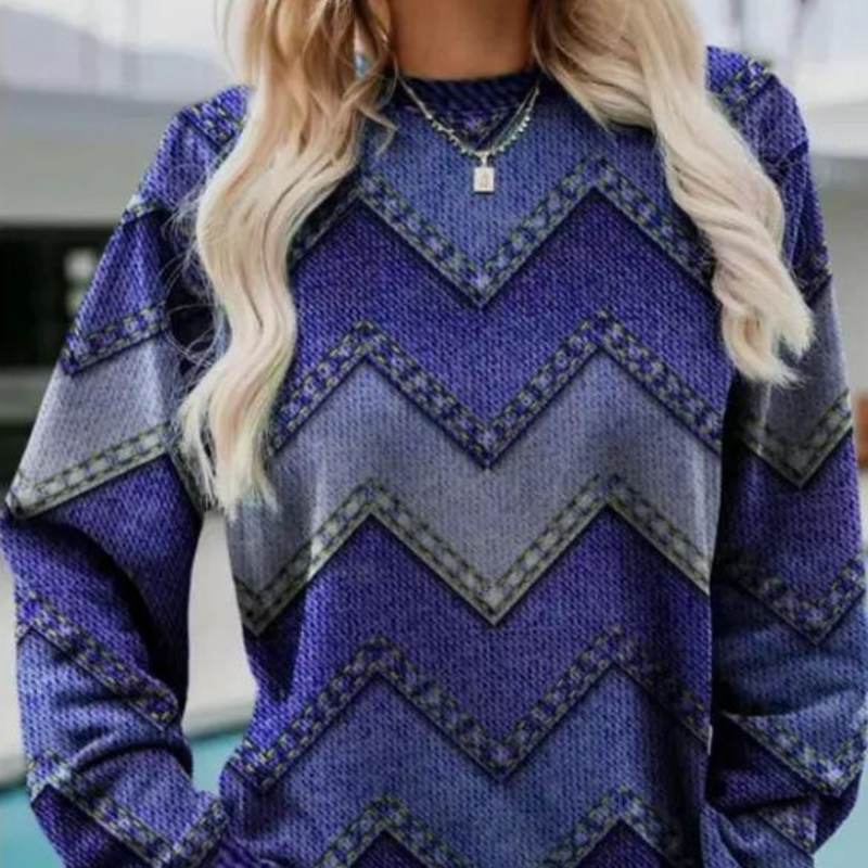 Knitted Sweater for Women with Chevron Pattern – Ylva