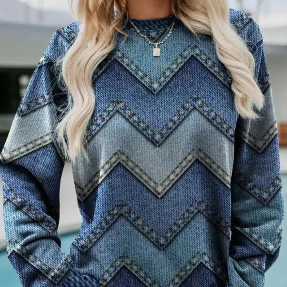 Knitted Sweater for Women with Chevron Pattern – Ylva